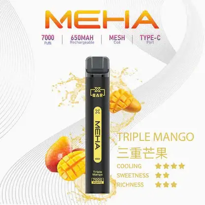 MEHA-XBAR-拋棄式-7000口小黑條.webp 【MEHA XBAR 魅嗨】小黑條7000口拋棄式小煙|3%丁鹽強勁擊喉|台灣現貨免運