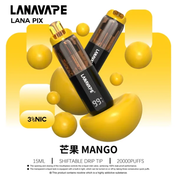 LANA-PIX-閃光彈-一次性20000口-芒果 【LANA PIX 閃光彈】20000口拋棄式電子煙|15ml巨量儲油 × Mesh網芯爆汁口感|台灣現貨秒發